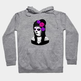 Day of the Dead Girl with Pink and Purple Roses Hoodie